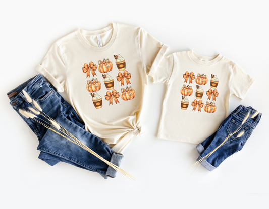 Fall Orange Pumpkins - Mama & Kids Shirt