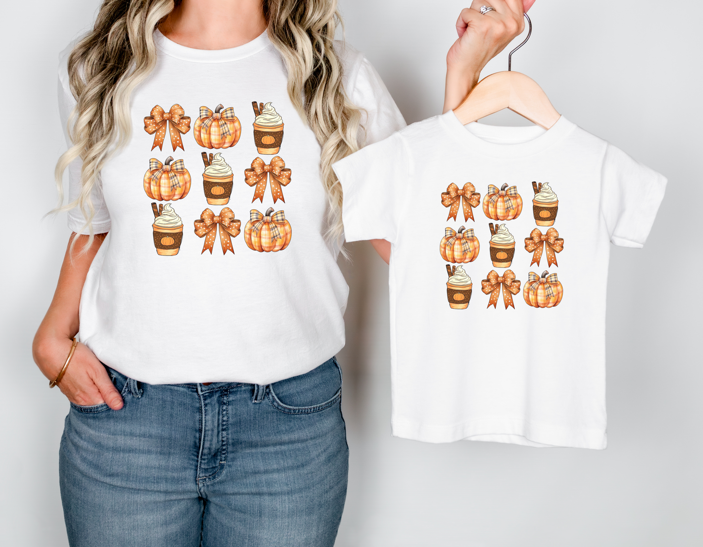 Fall Orange Pumpkins - Mama & Kids Shirt