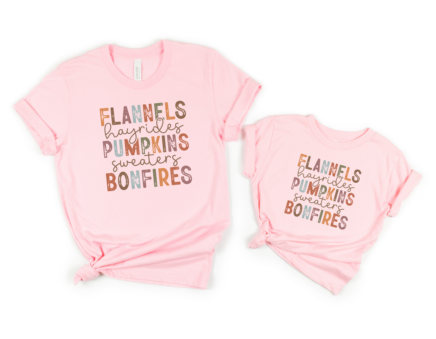 Flannel Hayrides Pumpkins Sweater Bonfires - Mama & Kids Shirt