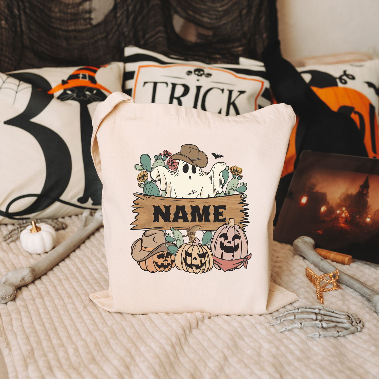 Personalized Halloween Trick of Treat Bag - Western Design