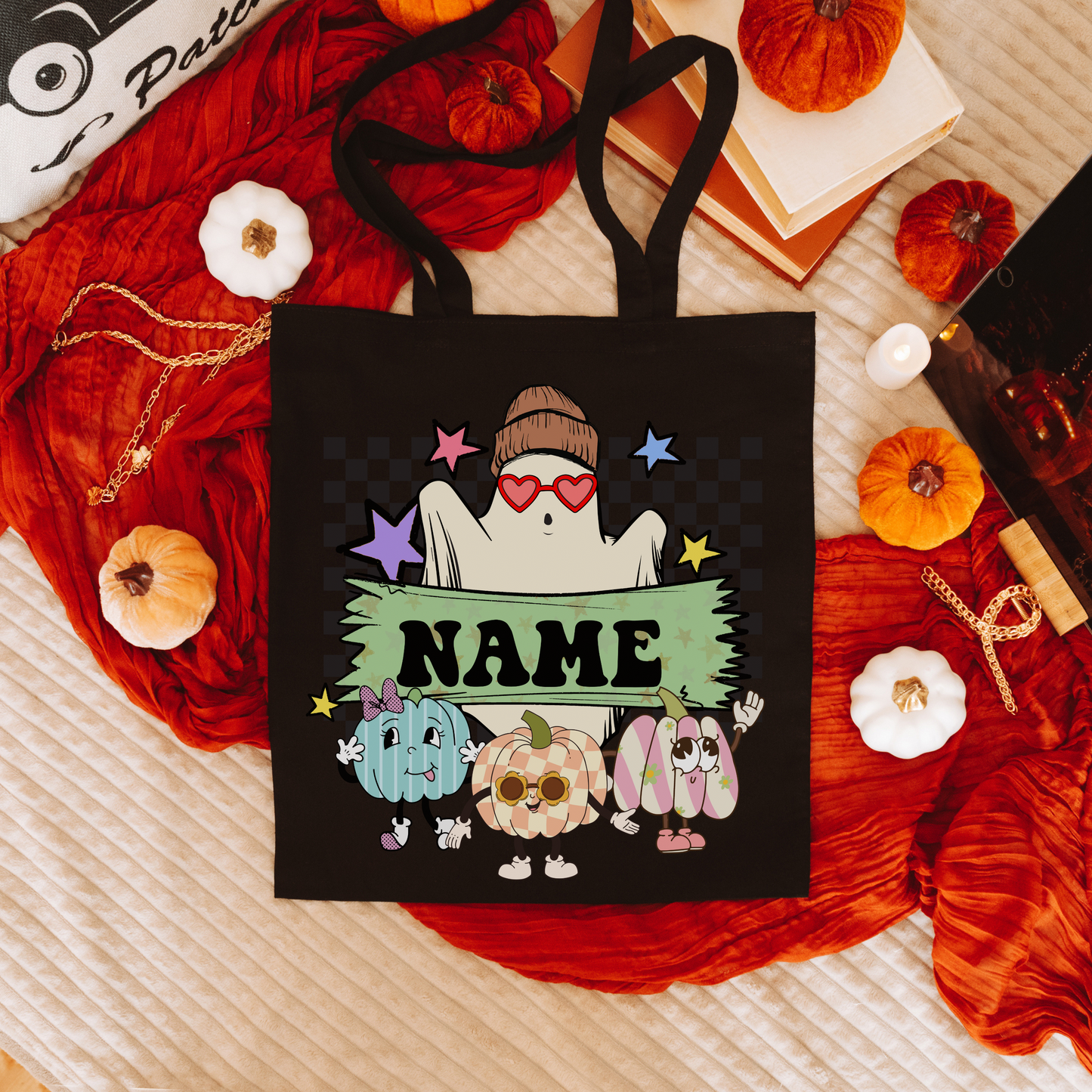 Personalized Halloween Trick of Treat Bag - Retro Ghost