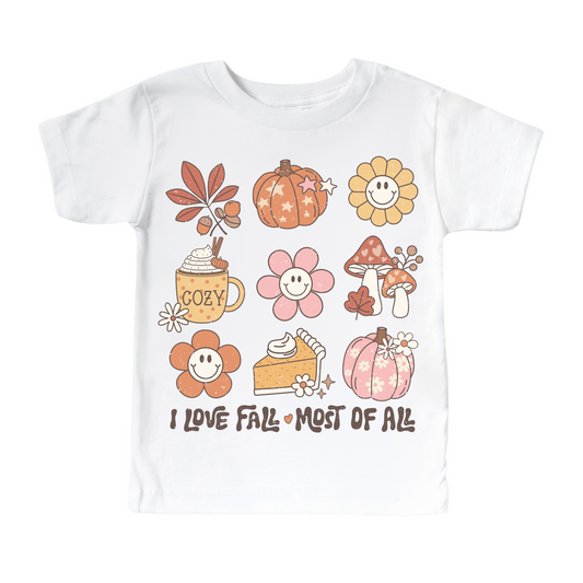 I Love Fall Most OF All Vintage Halloween Shirt - Kids