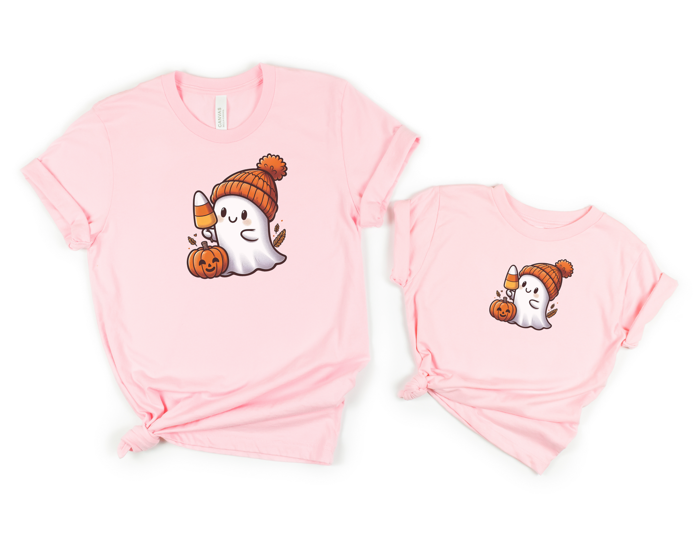 Orange Ghost Pumpkin - Mama & Kids Shirt