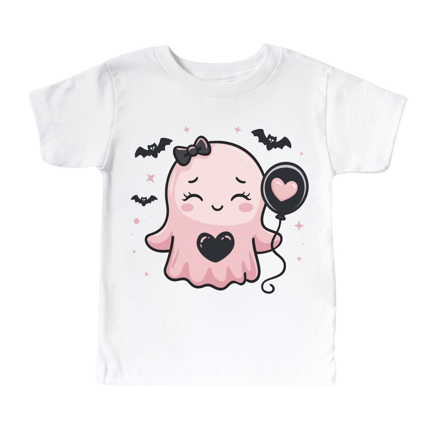 Pink Cute Ghost Halloween Shirt - Kids