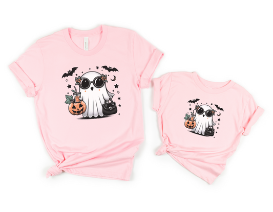 Sun glassed Ghost Pumpkin - Mama & Kids Shirt